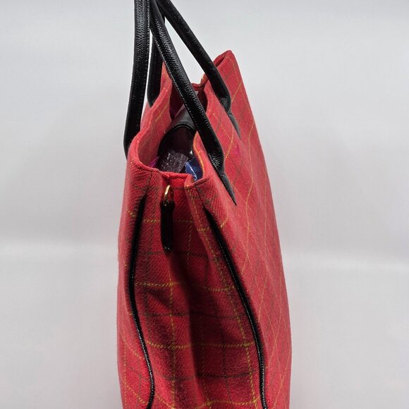 Buzz by Jane Fox Red Plaid Tweed Crossbody Satchel Tote Preppy Academia Y2K - Picture 12 of 16